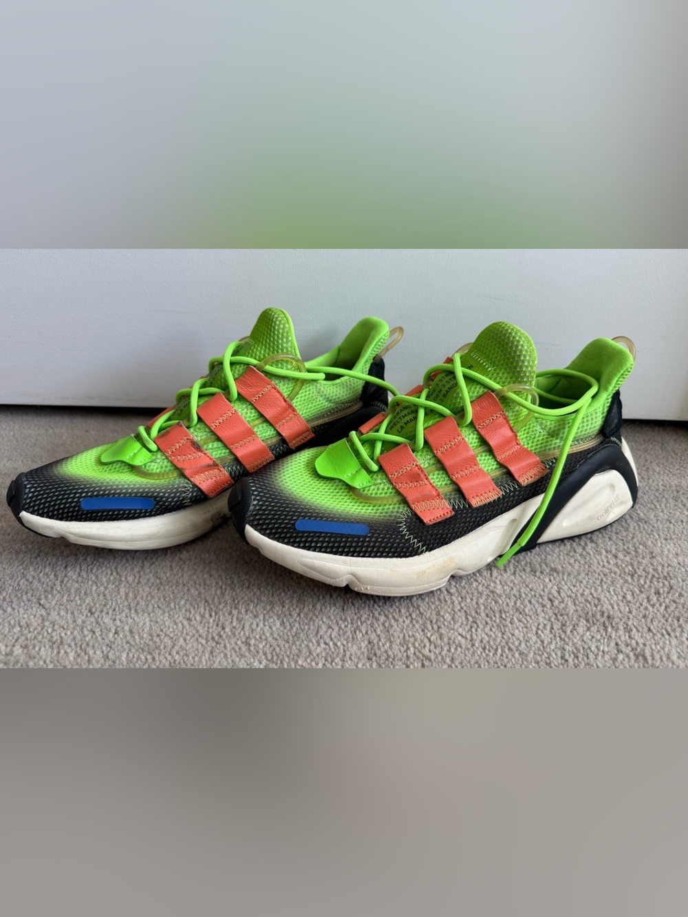 adidas Men’s LXCON Green and Coral Lace-Up Sneakers
